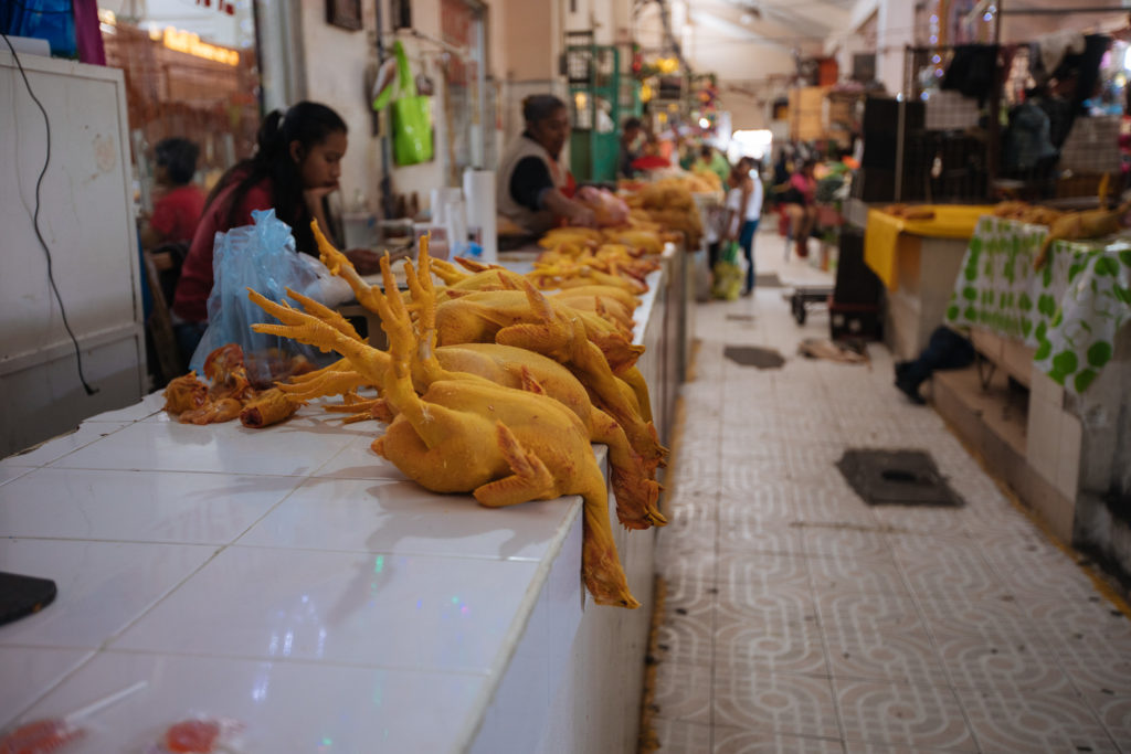 Hühner im mercado Benito Juárez Atlixco