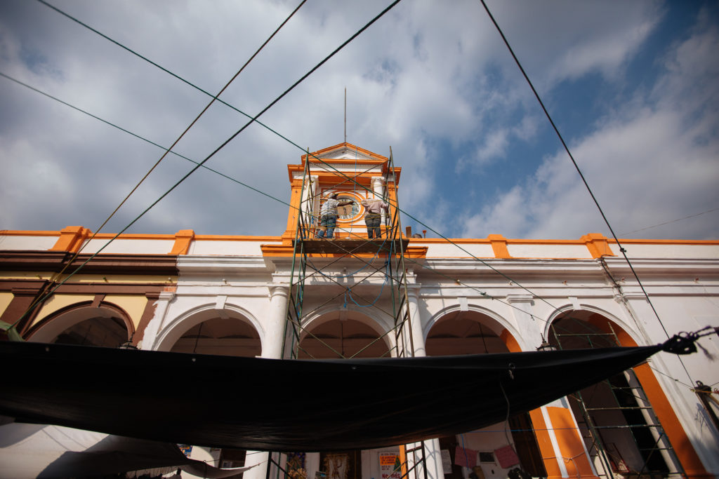 Renovierungsarbeiten am Rathaus Tepoztlán